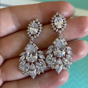 Bridal earrings cubic zirconia 2”
